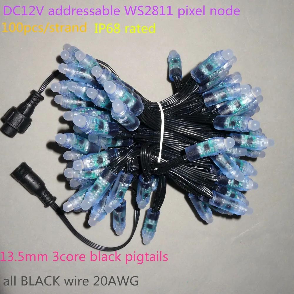 100 / DC12V ּ   12mm WS2811 led Ʈ ȼ , RGB Ǯ ÷,   18AWG) ̾, IP68, 13.5mm Ǳ  